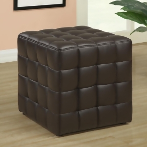 Monarch Specialties 8980 Ottoman in Dark Brown Leather - All