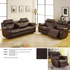 Homelegance Marille 3 Piece Reclining Living Room Set in Brown Leather - All