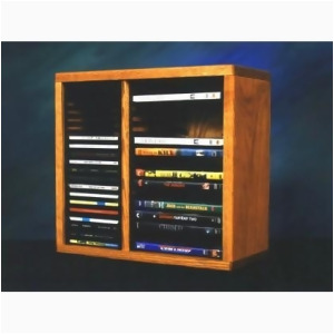 Wood Shed Solid Oak desktop or shelf for CD's and DVD's Individual Locking Slot - All