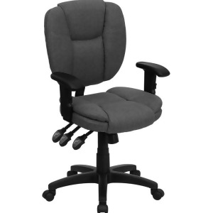 Flash Furniture Mid-Back Gray Fabric Multi-Functional Ergonomic Task Chair w/ Ar - All