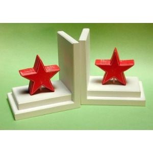 One World Distressed Red Star Bookends - All