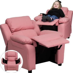 Flash Furniture Deluxe Heavily Padded Contemporary Pink Vinyl Kids Recliner w/ S - All