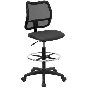 Flash Furniture Mid-Back Mesh Drafting Stool w/ Gray Fabric Seat Wl-a277-gy-d- - All