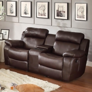 Homelegance Marille Double Glider Reclining Loveseat w/ Center Console in Brown - All
