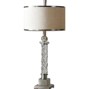 Uttermost Campania Table Lamp w/ Drum Shade in Rusty Beige Linen Fabric - All