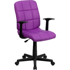 Flash Furniture Mid-Back Purple Quilted Vinyl Task Chair w/ Nylon Arms Go-1691 - All