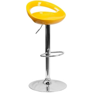 Flash Furniture Contemporary Yellow Plastic Adjustable Height Bar Stool w/ Chrom - All