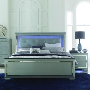 Homelegance Allura 2 Piece Panel Bedroom Set w/ Led Lighting in Silver - All