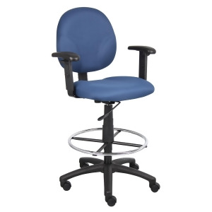 Boss Chairs Boss Blue Fabric Drafting Stools w/ Adj Arms Footring - All