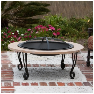 Well Traveled Living Cast Iron Rim Stone Finish Fire Pit - All