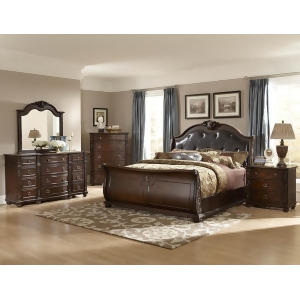 Homelegance Hillcrest Manor 5 Piece Leather Sleigh Bedroom Set in Rich Cherry - All