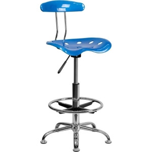 Flash Furniture Vibrant Bright Blue Chrome Drafting Stool w/ Tractor Seat Lf - All