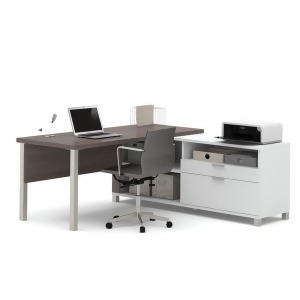 Bestar Pro-Linea 120883-47 L-desk In White Bark Grey - All