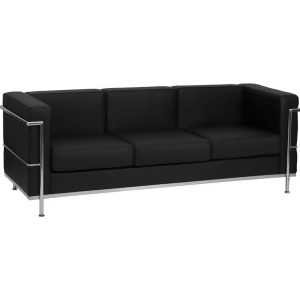 Flash Furniture Hercules Regal Series Contemporary Black Leather Sofa w/ Encasin - All