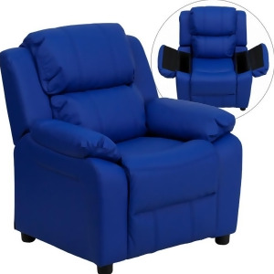 Flash Furniture Deluxe Heavily Padded Contemporary Blue Vinyl Kids Recliner w/ S - All