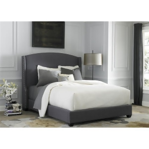 Liberty Furniture Upholstered Shelter Bed in Dark Gray Linen Fabric - All