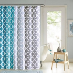 Design Lab Dani Printed Shower Curtain and Hook Set In Teal Set of 4 - All