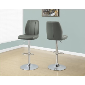 Monarch Specialties Barstool set Of Two / Grey / Chrome Metal Hydraulic Lift - All