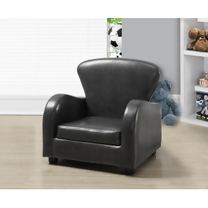 Monarch Specialties Charcoal Grey Leather-Look Juvenile Club Chair I 8141 - All