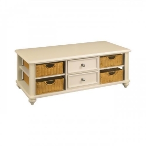 Hammary Camden-Light 2 Drawer Cocktail Table w/ 4 Baskets in Buttermilk - All