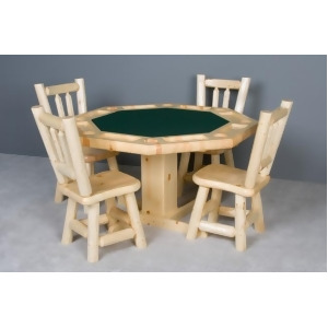 Viking Northwoods Log Octagon Poker Table and 4 Chairs - All