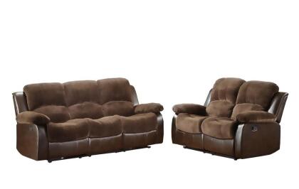 Homelegance Cranley 2 Piece Double Reclining Living Room Set in Brown 