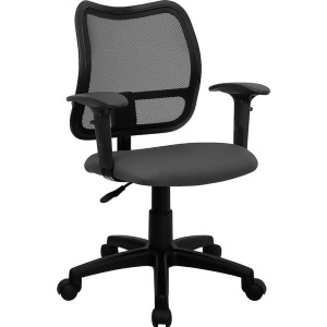 Flash Furniture Mid-Back Mesh Task Chair w/ Gray Fabric Seat Arms Wl-a277-gy - All
