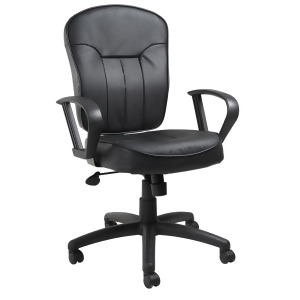 Boss Chairs Boss Black Leather Task Chair w/ Loop Arms - All
