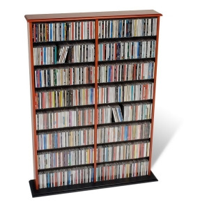 Prepac Cherry Double Media Tower Holds 650 CDs - All