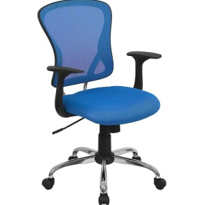 Flash Furniture Mid-Back Blue Mesh Office Chair w/ Chrome Finished Base H-8369 - All
