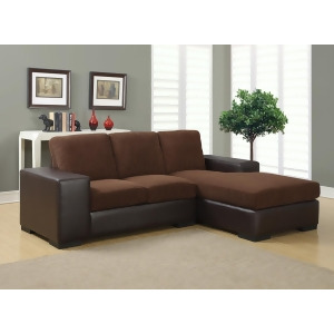Monarch Specialties Dark Brown Corduroy Brown Leather-Look Sofa Lounger I 8200Bb - All