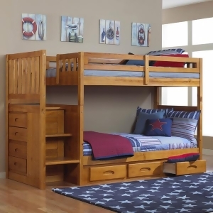 American Furniture Classics Mission Staircase Twin Over Twin Bunk In Honey - All