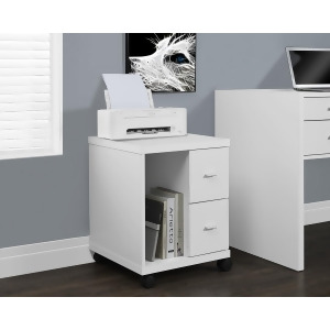 Monarch Specialties White Hollow-Core 2 Drawer Computer Stand On Castors I 7055 - All