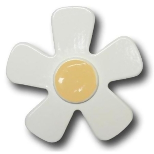 One World Daisy White with Bright Yellow Center Wooden Drawer Pulls Set of 2 - All
