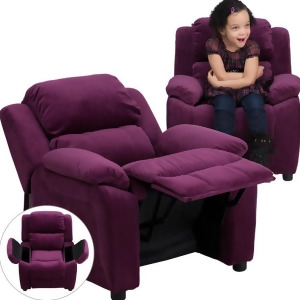 Flash Furniture Deluxe Heavily Padded Contemporary Purple Microfiber Kids Reclin - All