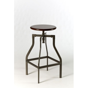 Hillsdale Cyprus Adjustable Backless Stool in Pewter Distressed Cherry - All