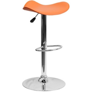Flash Furniture Contemporary Orange Vinyl Adjustable Height Bar Stool w/ Chrome - All