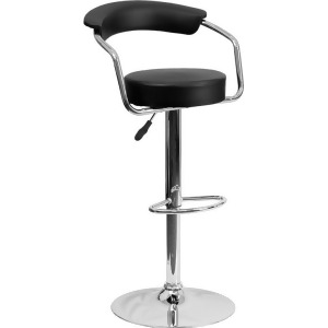 Flash Furniture Contemporary Black Vinyl Adjustable Height Bar Stool w/ Arms C - All