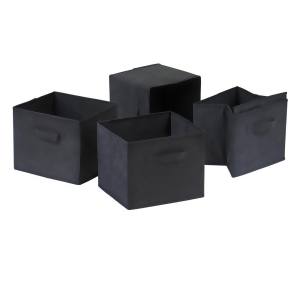 Winsome Wood Capri Set of 4 Foldable Black Fabric Baskets - All