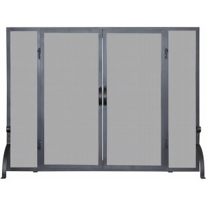 Uniflame Single Panel Black Wrought Iron Screen With Doors - All