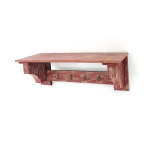 Teton Home Wood Shelf With 4 Hooks Wd-061 Set of 2 - All