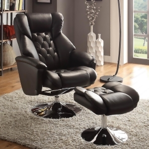 Homelegance Aleron Swivel Reclining Chair w/ Ottoman in Black Leather - All