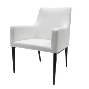 Allan Copley Lauren Dining Chair with Ivory White Leatherette fabric - All