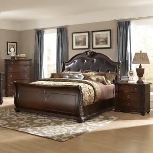 Homelegance Hillcrest Manor 3 Piece Leather Sleigh Bedroom Set in Rich Cherry - All