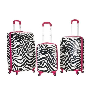 Rockland Pink Zebra 2 Piece Luggage Set - All