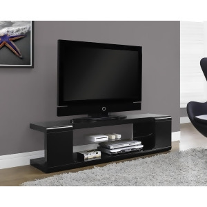 Monarch Specialties High Glossy Black Tv Console With Tempered Glass I 3536 - All