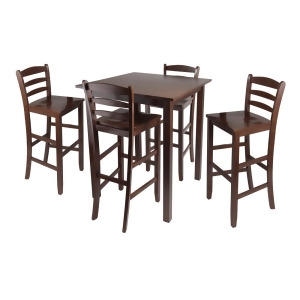 Winsome Wood Parkland 5 Piece High Table w/ 29 Inch Ladder Back Stools - All