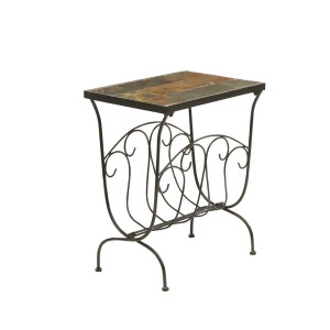 4D Concepts Slate Magazine End Table in Black Metal - All