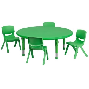Flash Furniture 45 Inch Round Adjustable Green Plastic Activity Table Set w/ 4 S - All