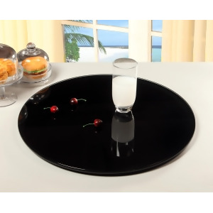 Chintaly 24 Round Glass Rotating Tray In Glass And Black - All